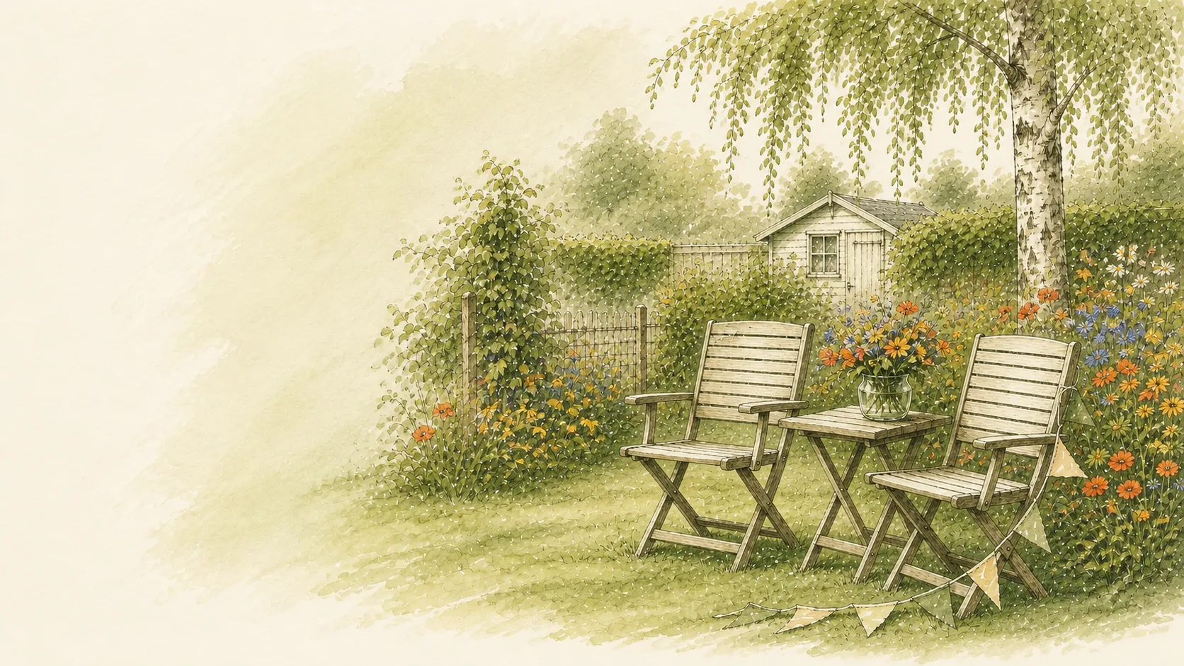 Gartentisch mit Stühlen in einer Kleingartenanlage